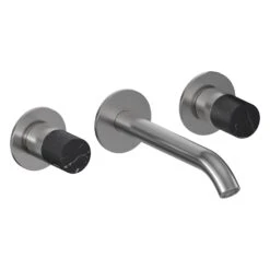 ALLUVION Minerva Edelstahl 3-Loch Waschtisch-Armatur Unterputz 190, Ohne Grundkörper, Wassersparend