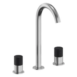 ALLUVION Minerva Edelstahl 3-Loch Waschtischarmatur Mit Hohem Auslauf 240, Wassersparend