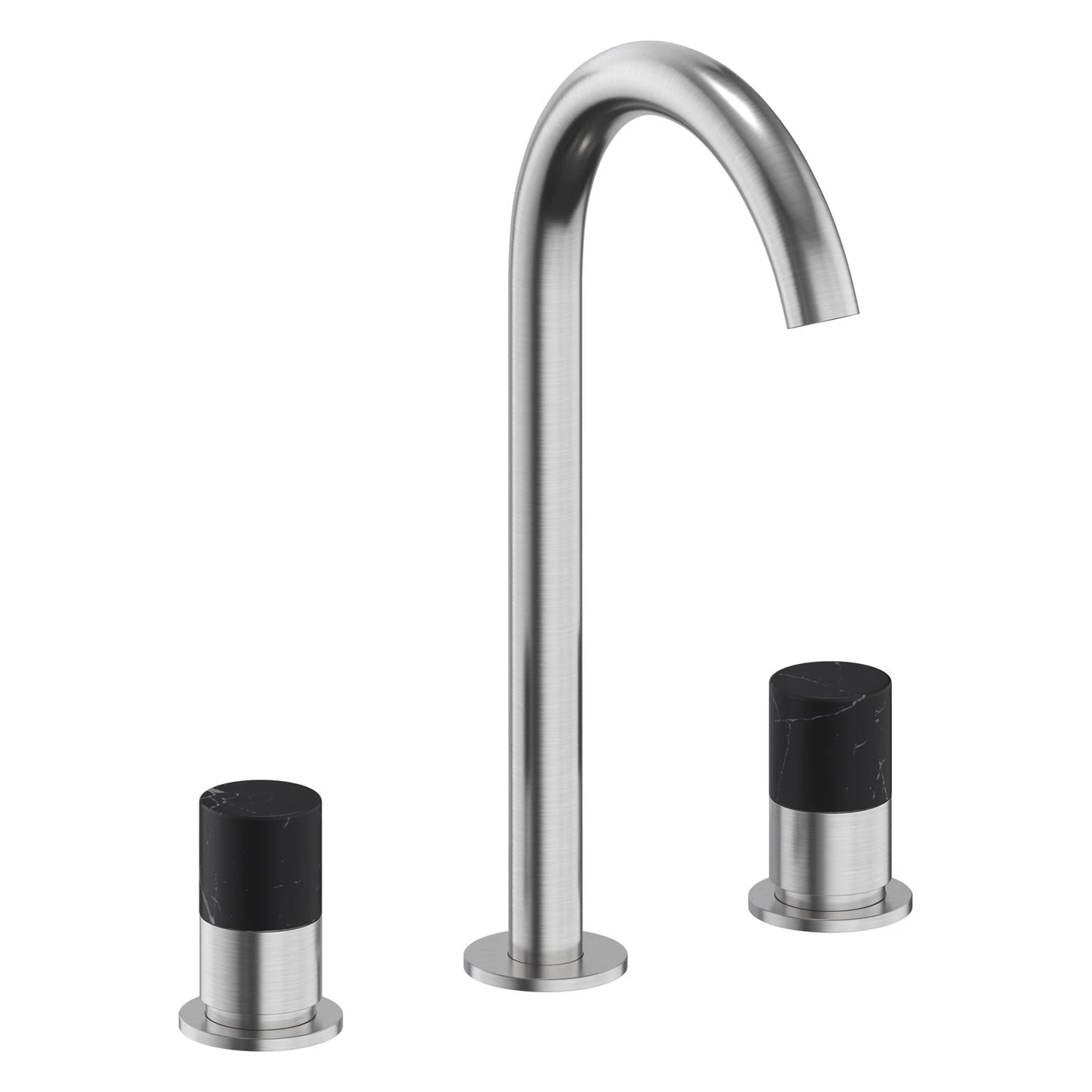 ALLUVION Minerva Edelstahl 3-Loch Waschtischarmatur Mit Hohem Auslauf 240, Wassersparend 3 ALLUVION Minerva Edelstahl 3-Loch Waschtischarmatur Mit Hohem Auslauf 240, Wassersparend