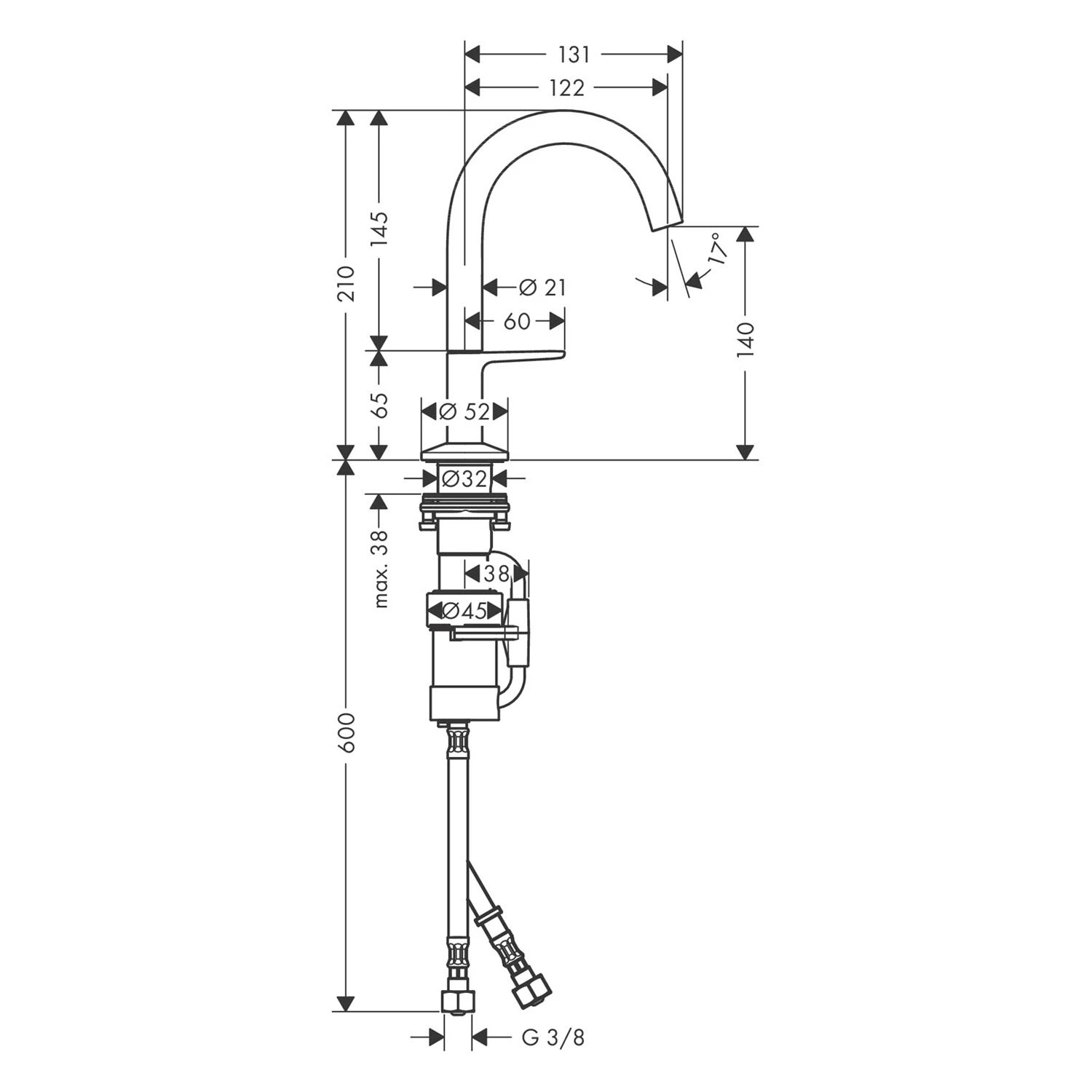AXOR One Waschtischmischer Select 140 Mit Push-Open Ablaufgarnitur 4 AXOR One Waschtischmischer Select 140 Mit Push-Open Ablaufgarnitur – Bild 2