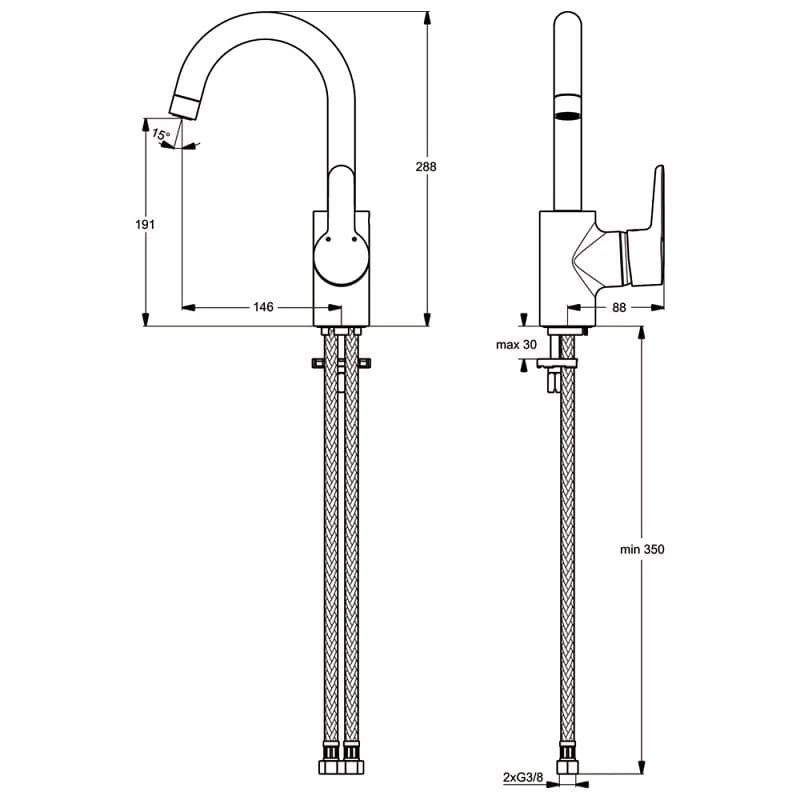 Ideal Standard Connect Blue Waschtischarmatur, Mit Hohem Auslauf Niederdruck 4 Ideal Standard Connect Blue Waschtischarmatur, Mit Hohem Auslauf Niederdruck – Bild 2