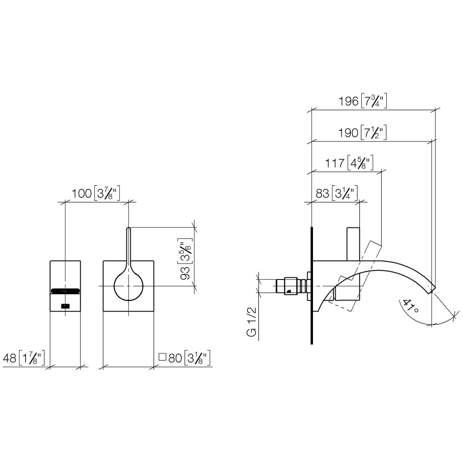 Dornbracht CYO Waschtisch-Wand-Einhandbatterie, Ausladung 19 Cm 4 Dornbracht CYO Waschtisch-Wand-Einhandbatterie, Ausladung 19 Cm – Bild 2