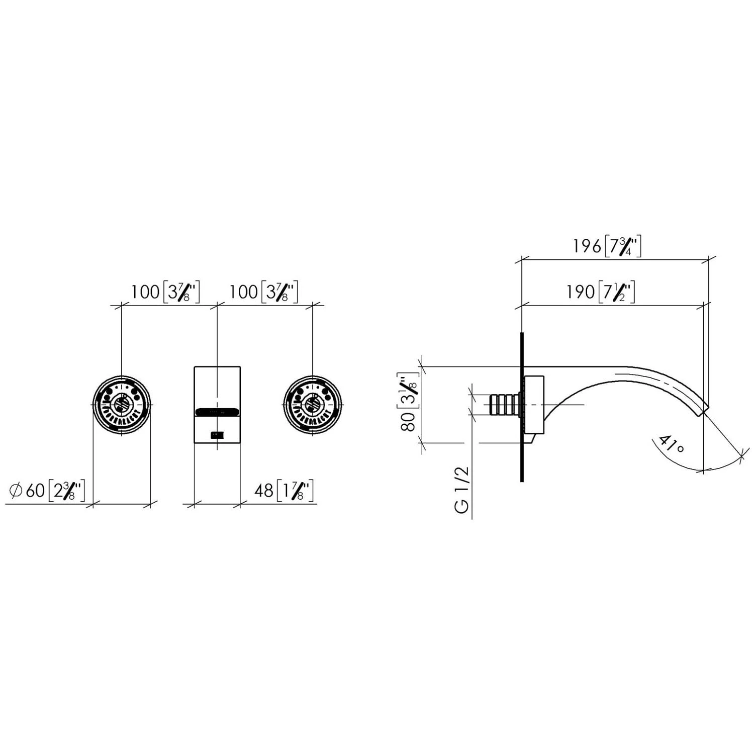 Dornbracht CYO Waschtisch-Wandbatterie, Ausladung 19 Cm 4 Dornbracht CYO Waschtisch-Wandbatterie, Ausladung 19 Cm – Bild 2