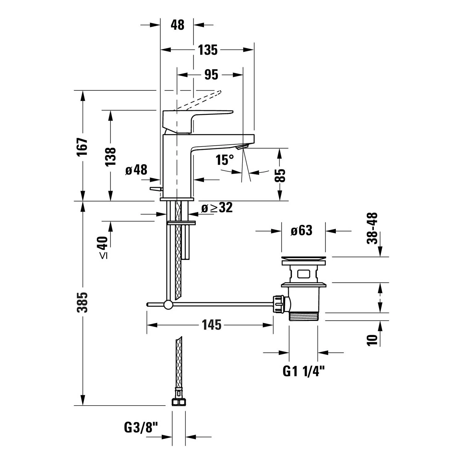 Duravit Manhattan Einhebel-Waschtischarmatur S Mit Zugstangen-Ablaufgarnitur 6 Duravit Manhattan Einhebel-Waschtischarmatur S Mit Zugstangen-Ablaufgarnitur – Bild 4