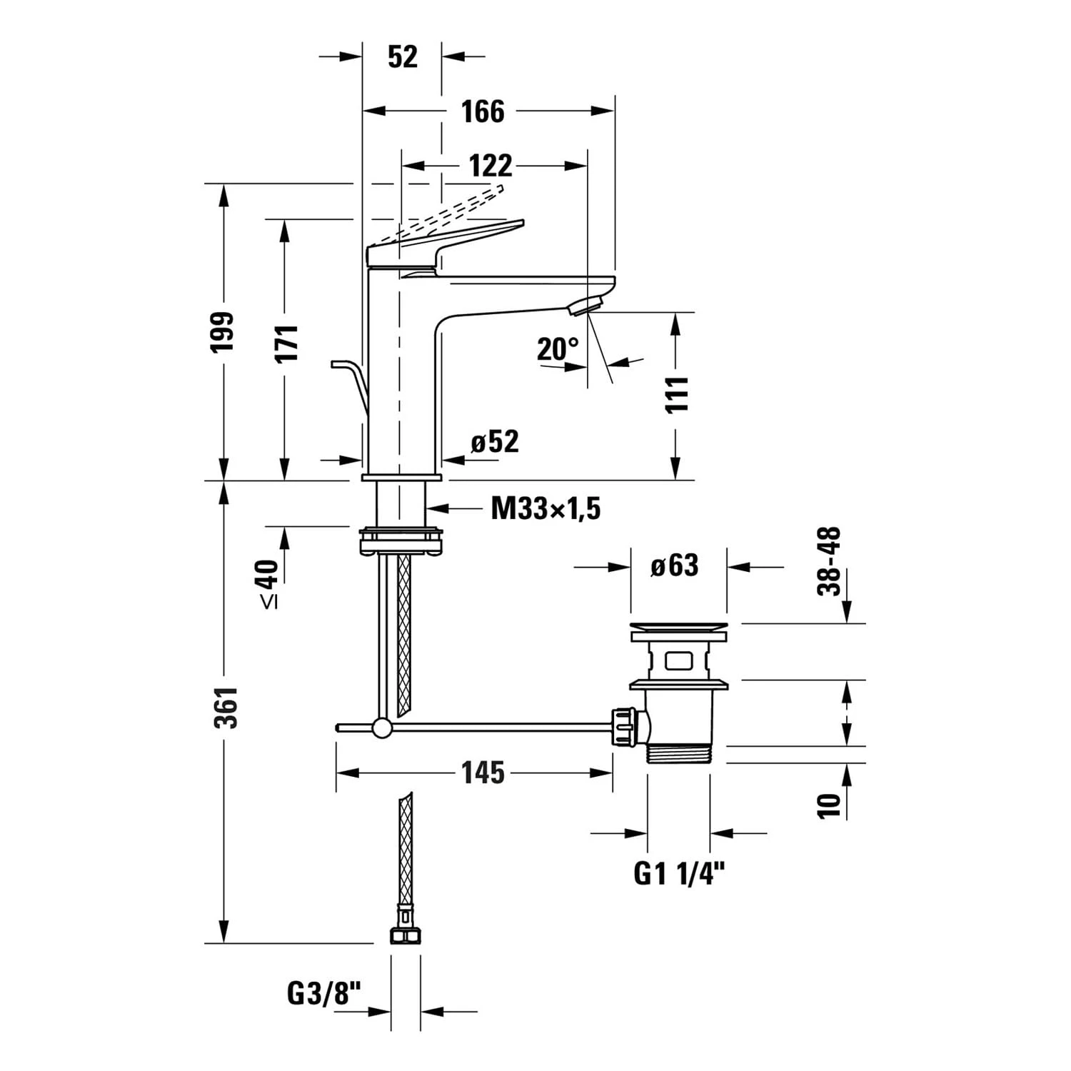 Duravit Wave Einhebel-Waschtischarmatur M MinusFlow Mit Zugstangen-Ablaufgarnitur 7 Duravit Wave Einhebel-Waschtischarmatur M MinusFlow Mit Zugstangen-Ablaufgarnitur – Bild 5