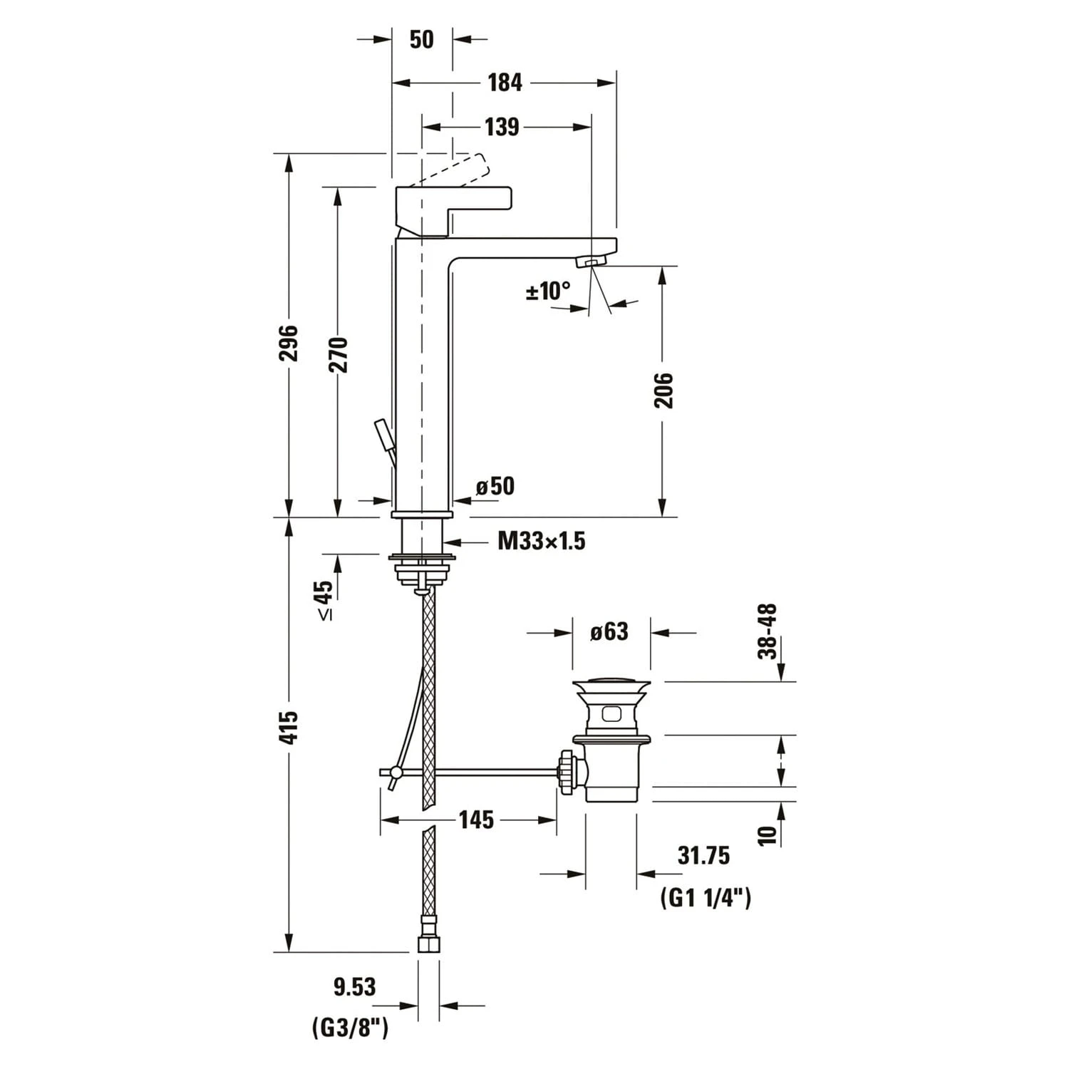 Duravit D-Neo Einhebel-Waschtischmischer L Mit Zugstange 7 Duravit D-Neo Einhebel-Waschtischmischer L Mit Zugstange – Bild 5