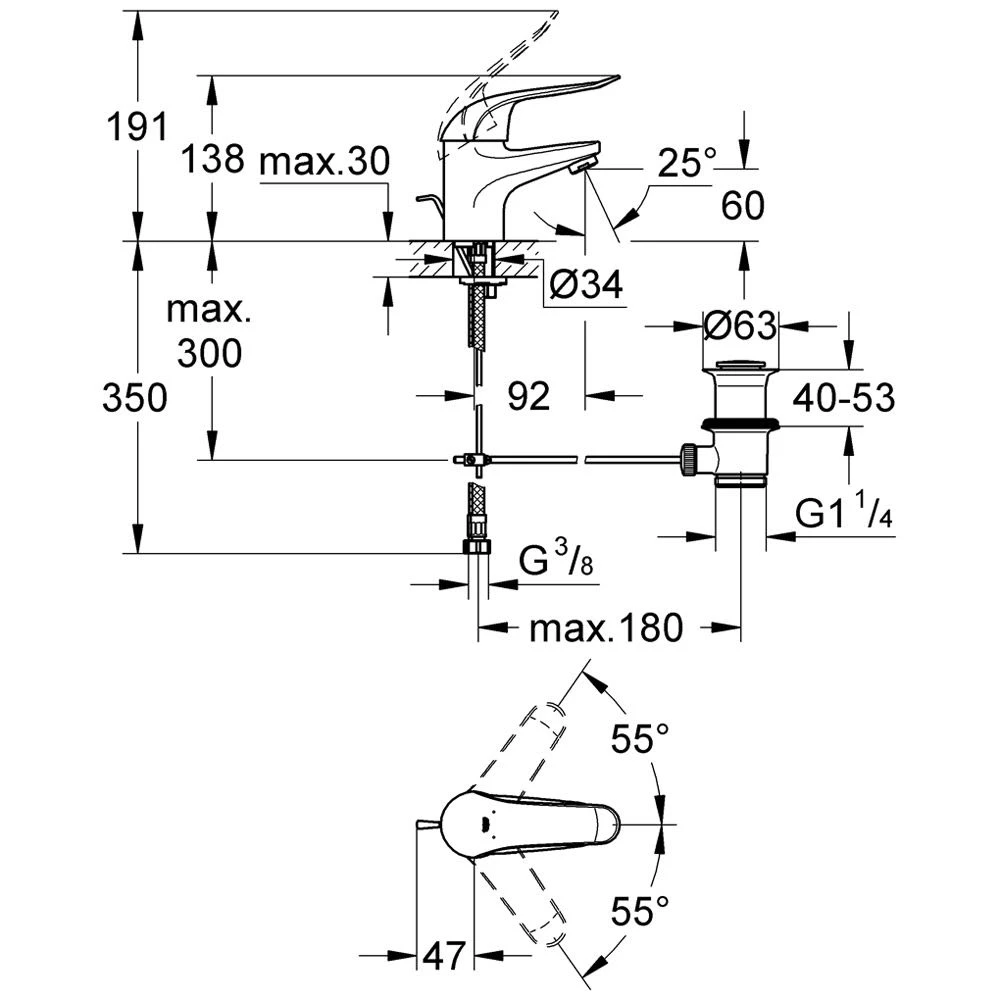 GROHE Euroeco Special Einhand-Waschtisch-Batterie 4 GROHE Euroeco Special Einhand-Waschtisch-Batterie – Bild 2