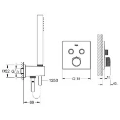 GROHE Grohtherm SmartControl Thermostat Fertigmontageset, Eckige Ausführung -Megabad Verkäufe grohe badarmaturen grohtherm thermostatbatterien smartcontrol thermostate 13925849
