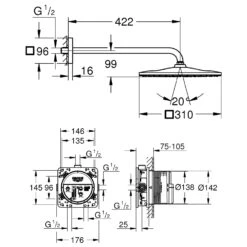 GROHE Grohtherm SmartControl Thermostat Fertigmontageset, Eckige Ausführung -Megabad Verkäufe grohe badarmaturen grohtherm thermostatbatterien smartcontrol thermostate 13925850