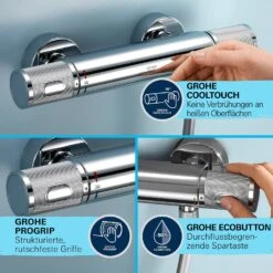 GROHE Precision Feel Thermostat-Brausebatterie 1/2" Mit Brausegarnitur 90 Cm -Megabad Verkäufe grohe badarmaturen precision feel thermostat brausebatterie 13170359