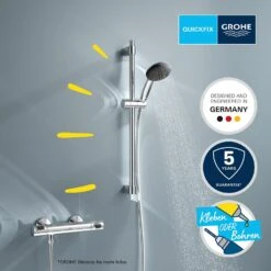 GROHE Precision Flow Thermostat-Brausebatterie 1/2" Mit Brausegarnitur 60 Cm -Megabad Verkäufe grohe badarmaturen precision flow thermostat brausebatterie 13170082