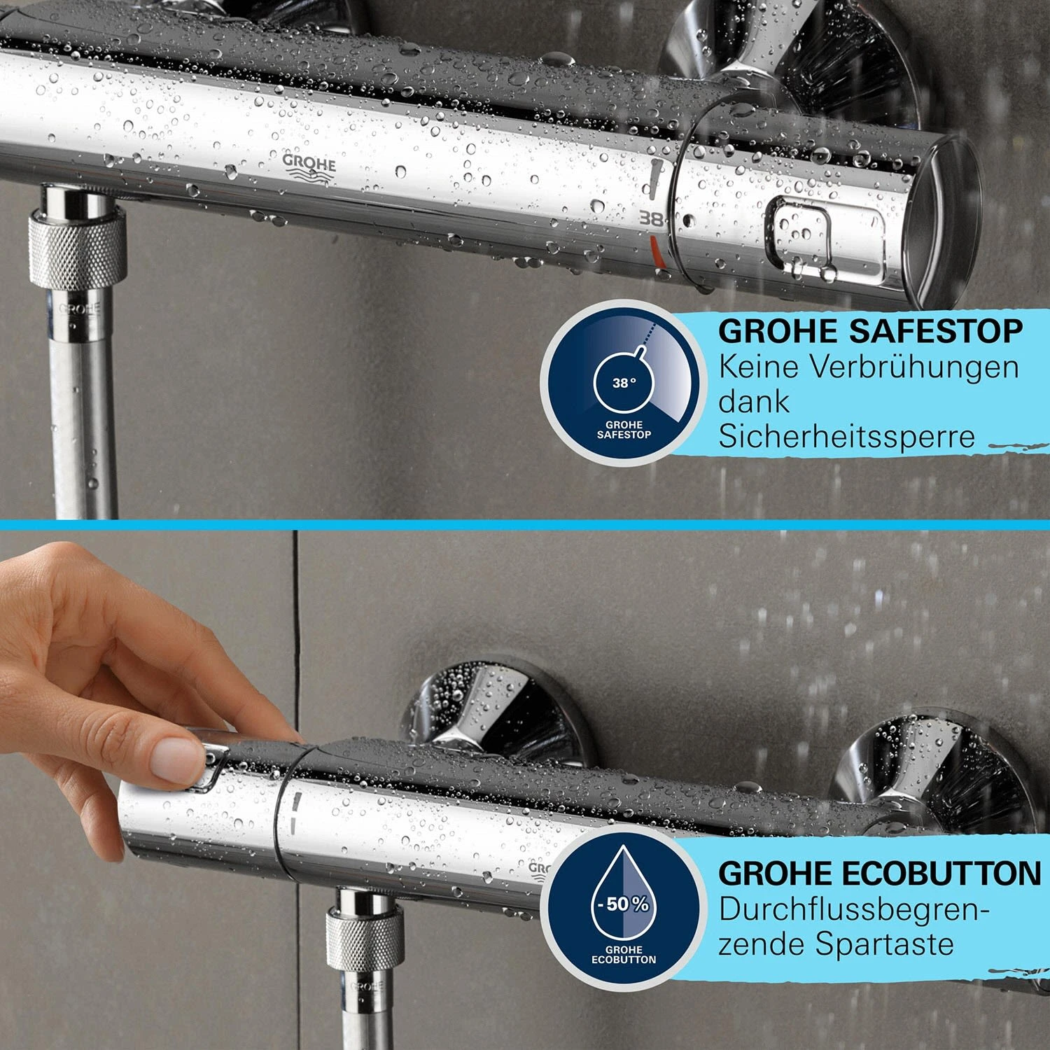 GROHE Precision Start Thermostat-Brausebatterie 1/2" Mit Brausegarnitur 60 Cm 8 GROHE Precision Start Thermostat-Brausebatterie 1/2" Mit Brausegarnitur 60 Cm – Bild 6