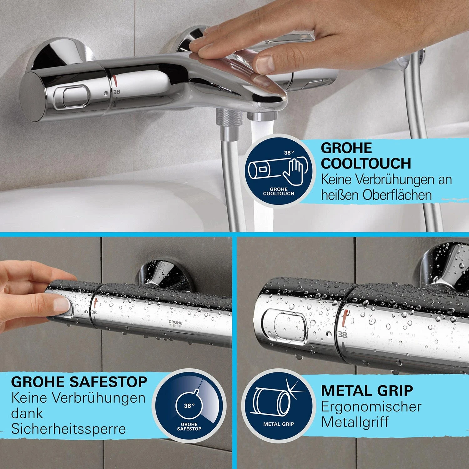 GROHE Precision Trend Thermostat-Brausebatterie 1/2" Mit Brausegarnitur 60 Cm 9 GROHE Precision Trend Thermostat-Brausebatterie 1/2" Mit Brausegarnitur 60 Cm – Bild 7