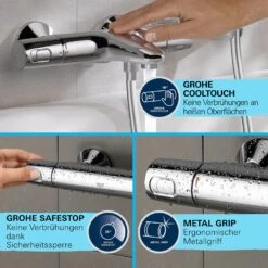GROHE Precision Trend Thermostat-Brausebatterie 1/2" Mit Brausegarnitur 90 Cm -Megabad Verkäufe grohe badarmaturen precision trend thermostat brausebatterie 13170361