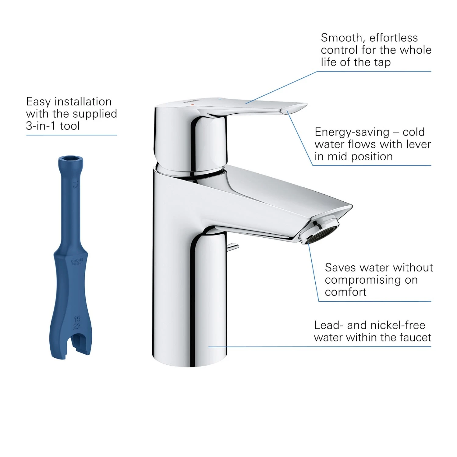 GROHE Start Einhand-Waschtischbatterie, 1/2" S-Size, Mit Spar-Funktion 9 GROHE Start Einhand-Waschtischbatterie, 1/2" S-Size, Mit Spar-Funktion – Bild 7