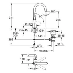 GROHE Swift Einhand-Waschtischbatterie 1/2 L-Size 12 GROHE Swift Einhand-Waschtischbatterie 1/2 L-Size -Megabad Verkäufe grohe badarmaturen swift waschtisch einhand waschtischbatterie 13542579