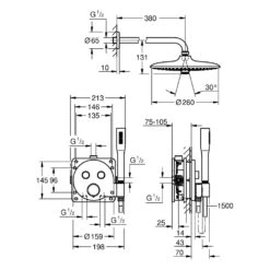 GROHE Precision SmartControl Duschsystem, Thermostat, UP, Mit Vitalio Joy 260, Rund -Megabad Verkäufe grohe duschsysteme rainshower precision smartcontrol thermostat 12662866