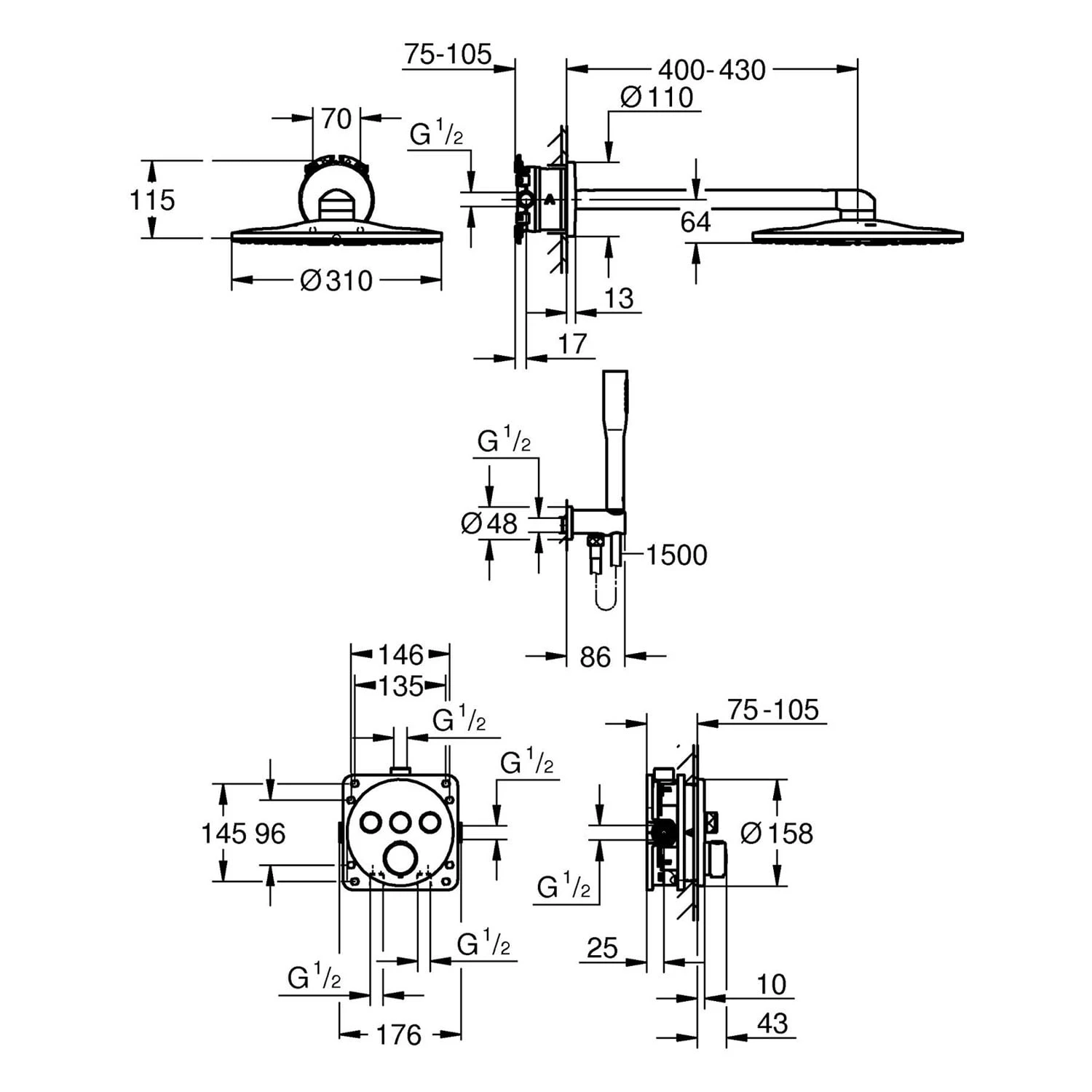 GROHE Precision SmartControl Duschsystem UP, Mit Vitalio SmartActive 310, Rund 7 GROHE Precision SmartControl Duschsystem UP, Mit Vitalio SmartActive 310, Rund – Bild 5