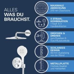 GROHE Precision SmartControl Duschsystem, Thermostat, UP, Mit Vitalio Rain Mono 310, Rund 20 GROHE Precision SmartControl Duschsystem, Thermostat, UP, Mit Vitalio Rain Mono 310, Rund -Megabad Verkäufe grohe duschsysteme rainshower smartcontrol up mit 13551905