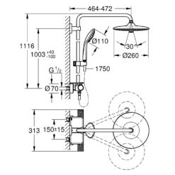 GROHE Vitalio System 260 Duschsystem Mit Thermostatbatterie 16 GROHE Vitalio System 260 Duschsystem Mit Thermostatbatterie -Megabad Verkäufe grohe duschsysteme vitalio 260 mit thermostatbatterie 6078700