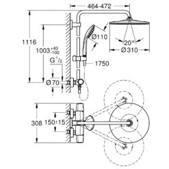 GROHE Vitalio System 310 Duschsystem Mit Thermostatbatterie 17 GROHE Vitalio System 310 Duschsystem Mit Thermostatbatterie -Megabad Verkäufe grohe duschsysteme vitalio 310 mit thermostatbatterie 6078784