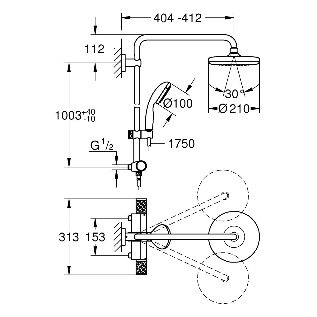 GROHE Vitalio Start System 210 Duschsystem Mit Thermostatbatterie Für Die Schweiz 6 GROHE Vitalio Start System 210 Duschsystem Mit Thermostatbatterie Für Die Schweiz – Bild 4