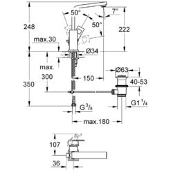 GROHE Eurocube Einhand-Waschtischbatterie, DN15 -Megabad Verkäufe grohe eurocube waschtisch einhand batterie e 803111