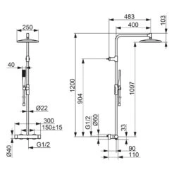 Hansa HANSAAURELIA Duschsystem Mit Thermostat-Brausebatterie Mit Kopfbrause Eckig Und Stabhandbrause Eckig 1-strahlig -Megabad Verkäufe hansa badezimmer hansaaurelia duschsystem mit thermostat 13900147