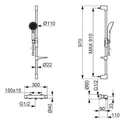 Hansa HANSAAURELIA Thermostat-Brausebatterie Mit Brausestange Rund 97 Cm Und Handbrause 3-strahlig -Megabad Verkäufe hansa badezimmer hansaaurelia thermostat brausebatterie mit 13900172