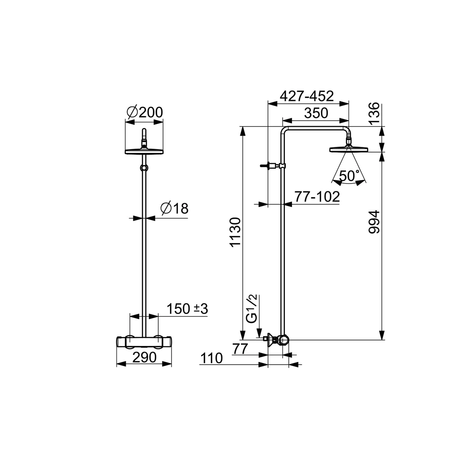 Hansa HANSAMICRA Regenbrause-Duscharmatur 4 Hansa HANSAMICRA Regenbrause-Duscharmatur – Bild 2