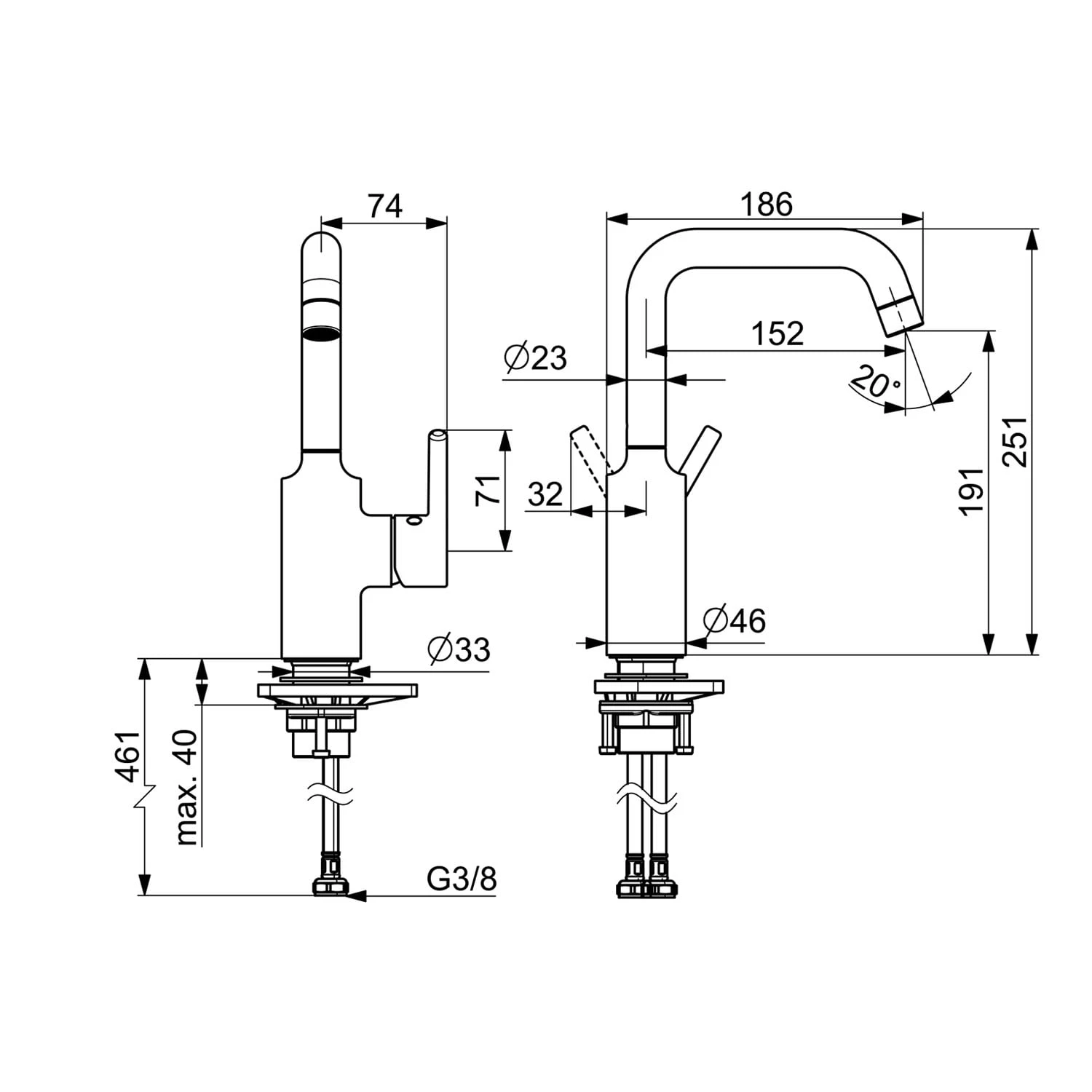 Hansa HANSAVANTIS Waschtischbatterie Einhebelmischer 4 Hansa HANSAVANTIS Waschtischbatterie Einhebelmischer – Bild 2