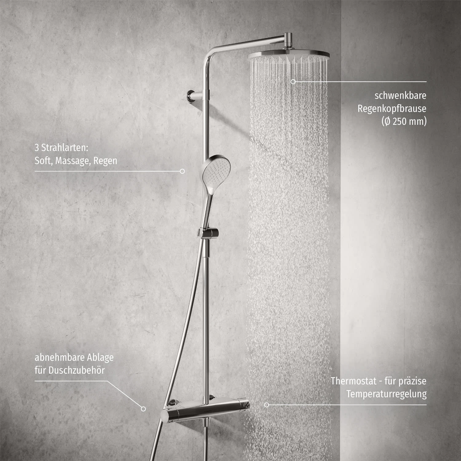 Hansa HANSAVIVA Regenbrause-Duscharmatur Mit Thermostat 5 Hansa HANSAVIVA Regenbrause-Duscharmatur Mit Thermostat – Bild 3