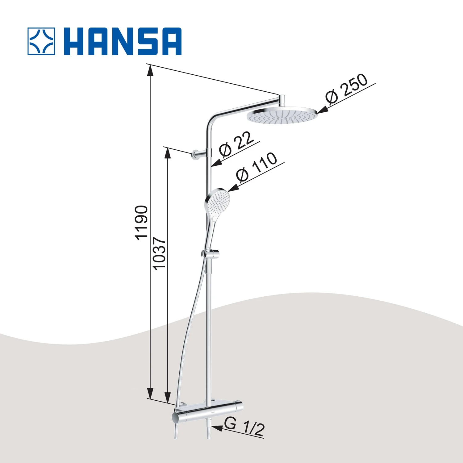 Hansa HANSAVIVA Regenbrause-Duscharmatur Mit Thermostat 6 Hansa HANSAVIVA Regenbrause-Duscharmatur Mit Thermostat – Bild 4