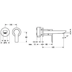 Hansa HANSALIGNA Waschtisch Einhand Wandbatterie -Megabad Verkäufe hansa hansaligna waschtisch wandbatterie 5407283