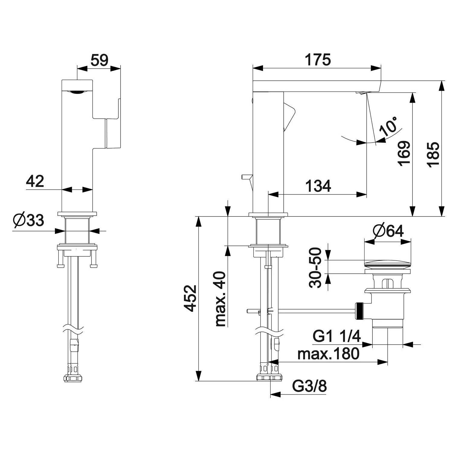 Hansa HANSASTELA Waschtisch-Einhand-Einlochbatterie, Mit Ablaufgarnitur 5 Hansa HANSASTELA Waschtisch-Einhand-Einlochbatterie, Mit Ablaufgarnitur – Bild 3