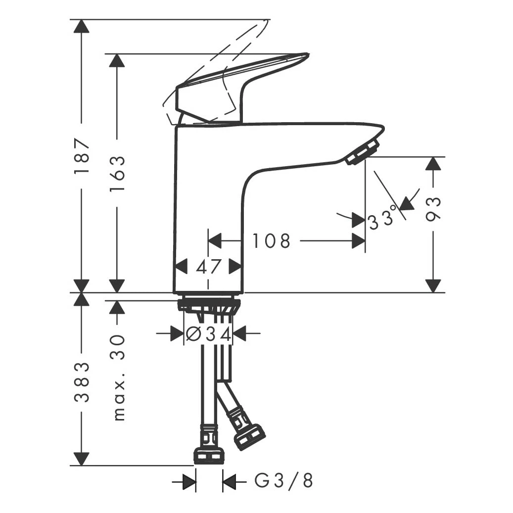 Hansgrohe Logis Einhebel-Waschtischmischer 100 CoolStart Ohne Ablaufgarnitur 7 Hansgrohe Logis Einhebel-Waschtischmischer 100 CoolStart Ohne Ablaufgarnitur – Bild 5