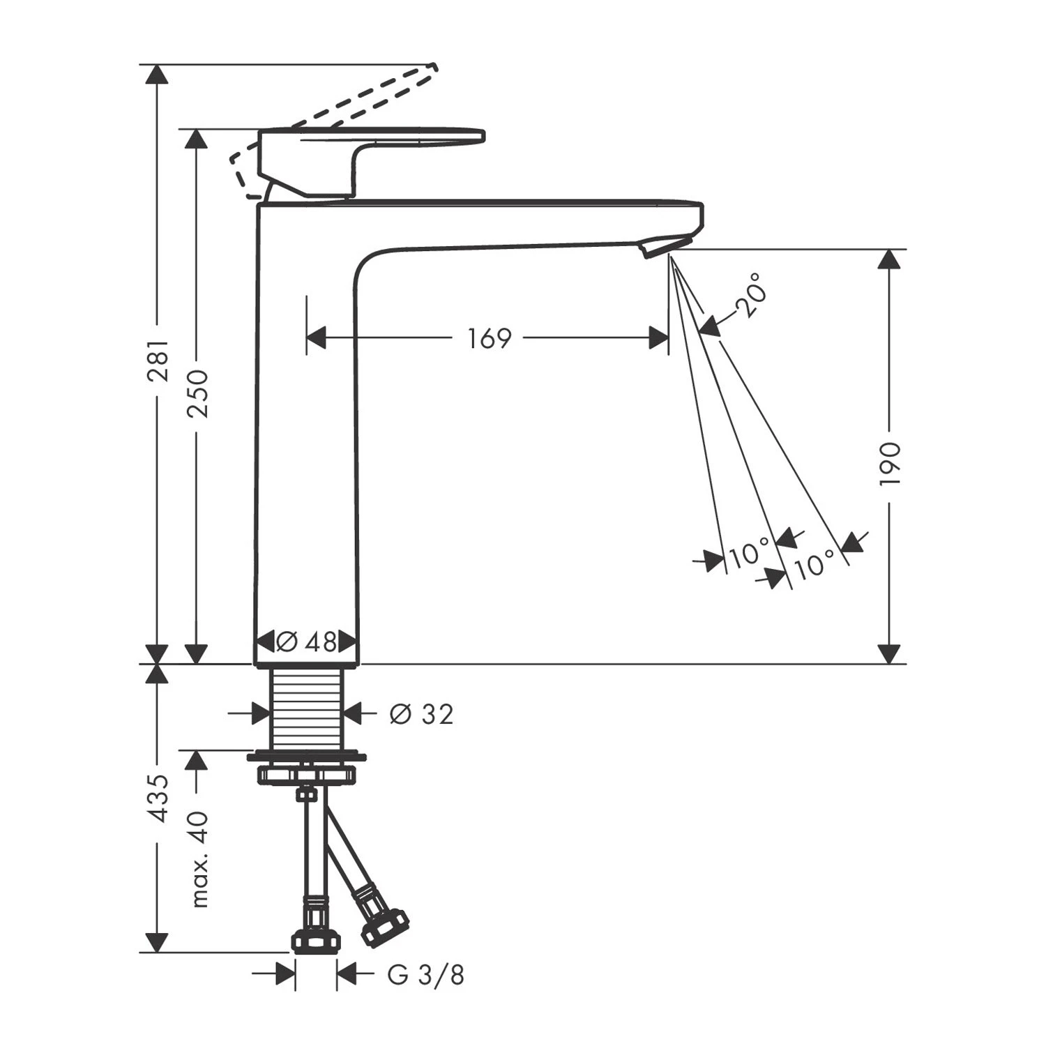Hansgrohe Vernis Blend Einhebel-Waschtischarmatur 190 CoolStart, Mit Push-Open Ablaufgarnitur 6 Hansgrohe Vernis Blend Einhebel-Waschtischarmatur 190 CoolStart, Mit Push-Open Ablaufgarnitur – Bild 4