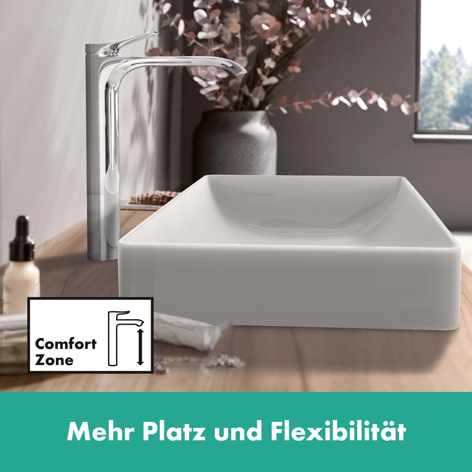 Hansgrohe Vivenis Einhebel-Waschtischarmatur 250 CoolStart, Mit Zugstangen-Ablaufgarnitur 5 Hansgrohe Vivenis Einhebel-Waschtischarmatur 250 CoolStart, Mit Zugstangen-Ablaufgarnitur – Bild 3