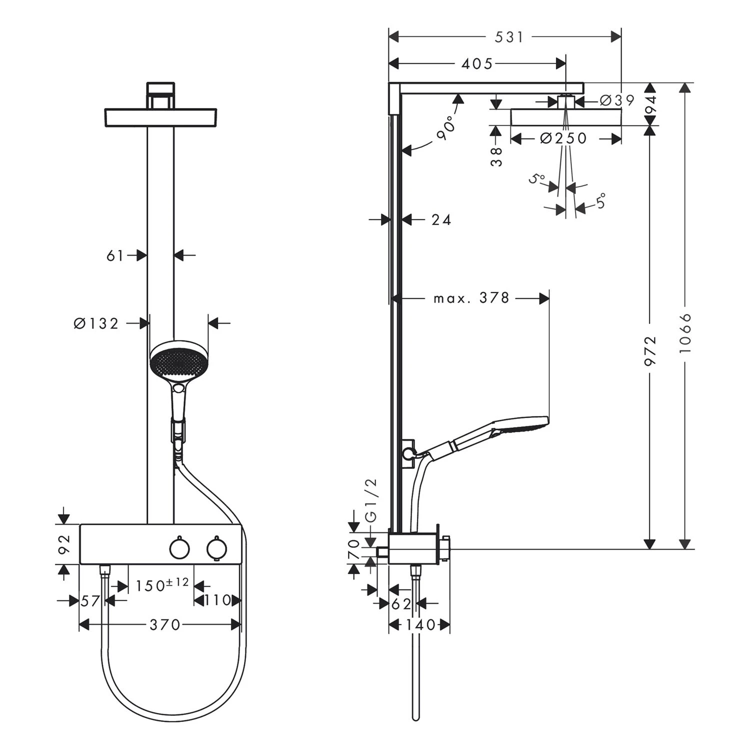 Hansgrohe Rainfinity Schowerpipe 360 1jet EcoSmart Mit ShowerTablet 350 6 Hansgrohe Rainfinity Schowerpipe 360 1jet EcoSmart Mit ShowerTablet 350 – Bild 4