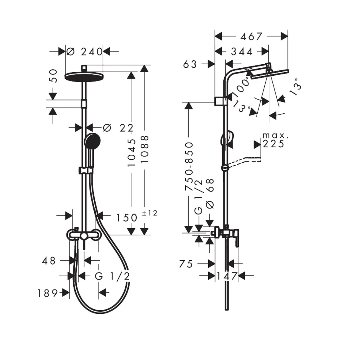 Hansgrohe Activera S Duschsystem 240 1 Strahlart Wassersparend Mit Einhebelmischer Varia 6 Hansgrohe Activera S Duschsystem 240 1 Strahlart Wassersparend Mit Einhebelmischer Varia – Bild 4