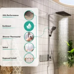 Hansgrohe Raindance Alive Q Duschsystem 210/340 Softcube, 2 Strahlarten Wassersparend, Mit ShowerSelect Comfort -Megabad Verkäufe hansgrohe brausenprogramm showerpipe raindance alive q 13949787