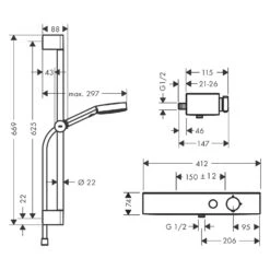 Hansgrohe Pulsify Select S Brausesystem 105 3 Strahlarten Relaxation Mit Duschkopf, Thermostat, Duschstange 65 Cm, Schieber Und Duschschlauch 8 Hansgrohe Pulsify Select S Brausesystem 105 3 Strahlarten Relaxation Mit Duschkopf, Thermostat, Duschstange 65 Cm, Schieber Und Duschschlauch -Megabad Verkäufe hansgrohe pulsify select brause brausesystem 105 4783046