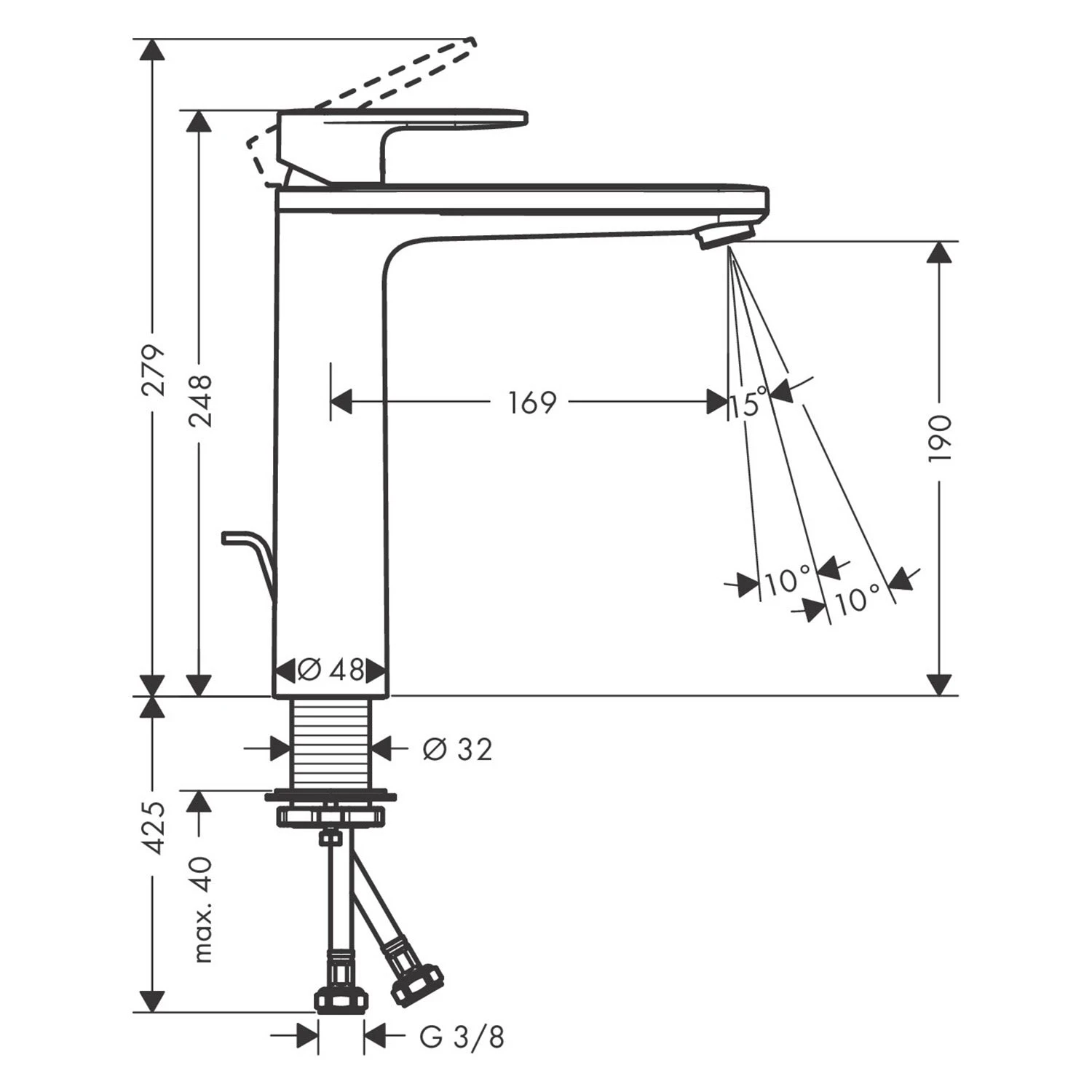 Hansgrohe Vernis Blend Waschtischarmatur 190 Mit Isolierter Wasserführung Und Zugstangen-Ablaufgarnitur 5 Hansgrohe Vernis Blend Waschtischarmatur 190 Mit Isolierter Wasserführung Und Zugstangen-Ablaufgarnitur – Bild 3