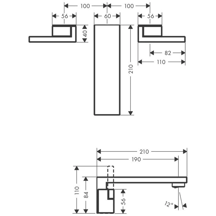 AXOR Edge 3-Loch Waschtischarmatur Unterputz Für Wandmontage, Diamantenschliff 4 AXOR Edge 3-Loch Waschtischarmatur Unterputz Für Wandmontage, Diamantenschliff – Bild 2