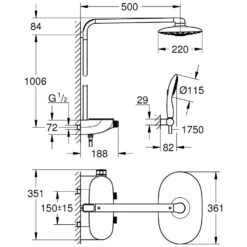 GROHE Rainshower Duschsystem SmartControl 360 Duo Mit Thermostatbatterie -Megabad Verkäufe hersteller grohe duschsysteme rainshower rainschower smartcontrol 993106