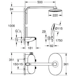 GROHE Rainshower Duschsystem SmartControl 360 Mono Mit Thermostatbatterie -Megabad Verkäufe hersteller grohe duschsysteme rainshower smart control 1392491