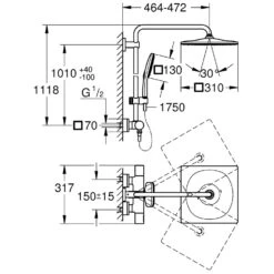 GROHE Rainshower SmartActive Cube 310 Duschsystem Mit Thermostatbatterie, Inkl. EcoJoy -Megabad Verkäufe hersteller grohe duschsysteme rainshower smartactive 310 2957815