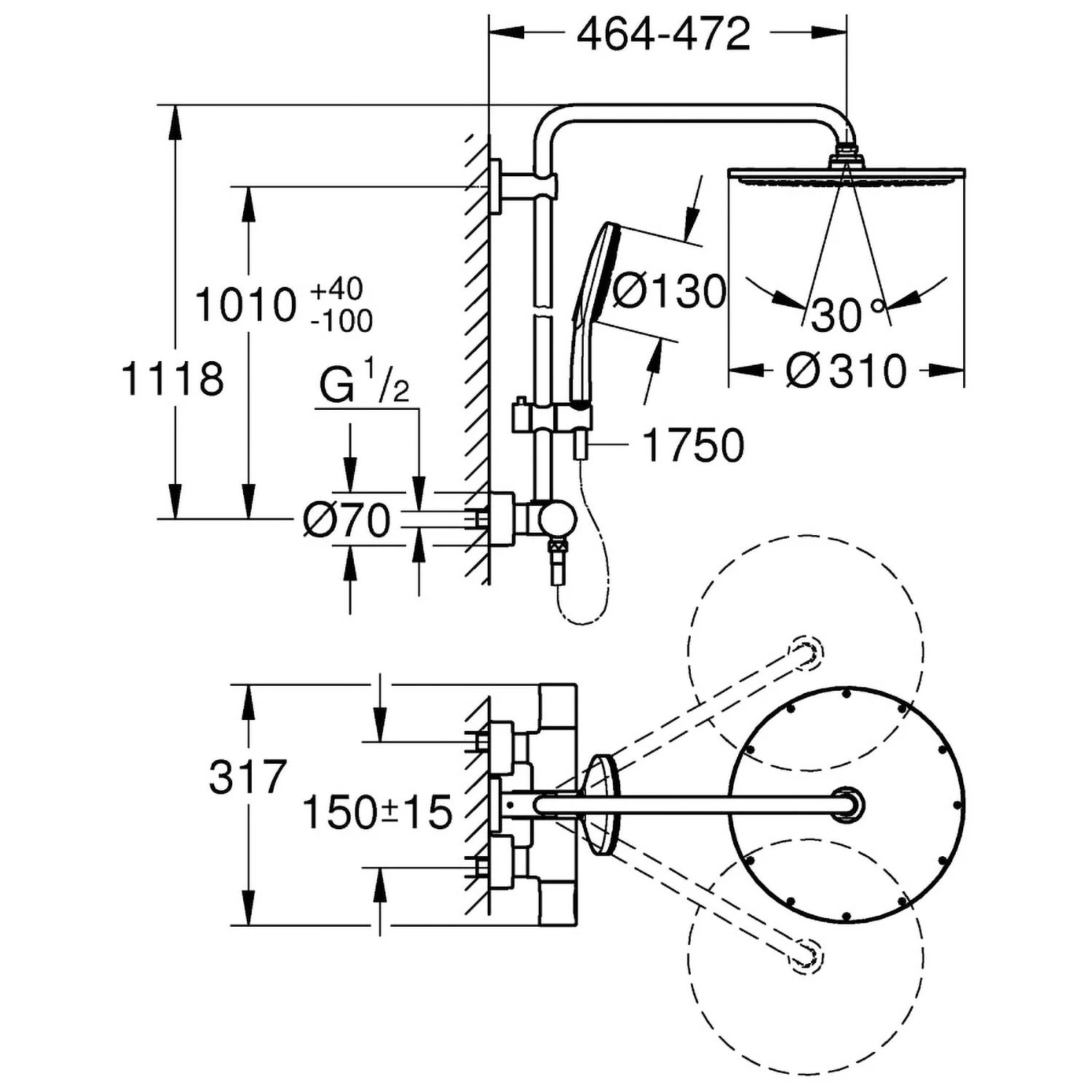 GROHE Rainshower SmartActive 310 Duschsystem Mit Thermostatbatterie 4 GROHE Rainshower SmartActive 310 Duschsystem Mit Thermostatbatterie – Bild 2