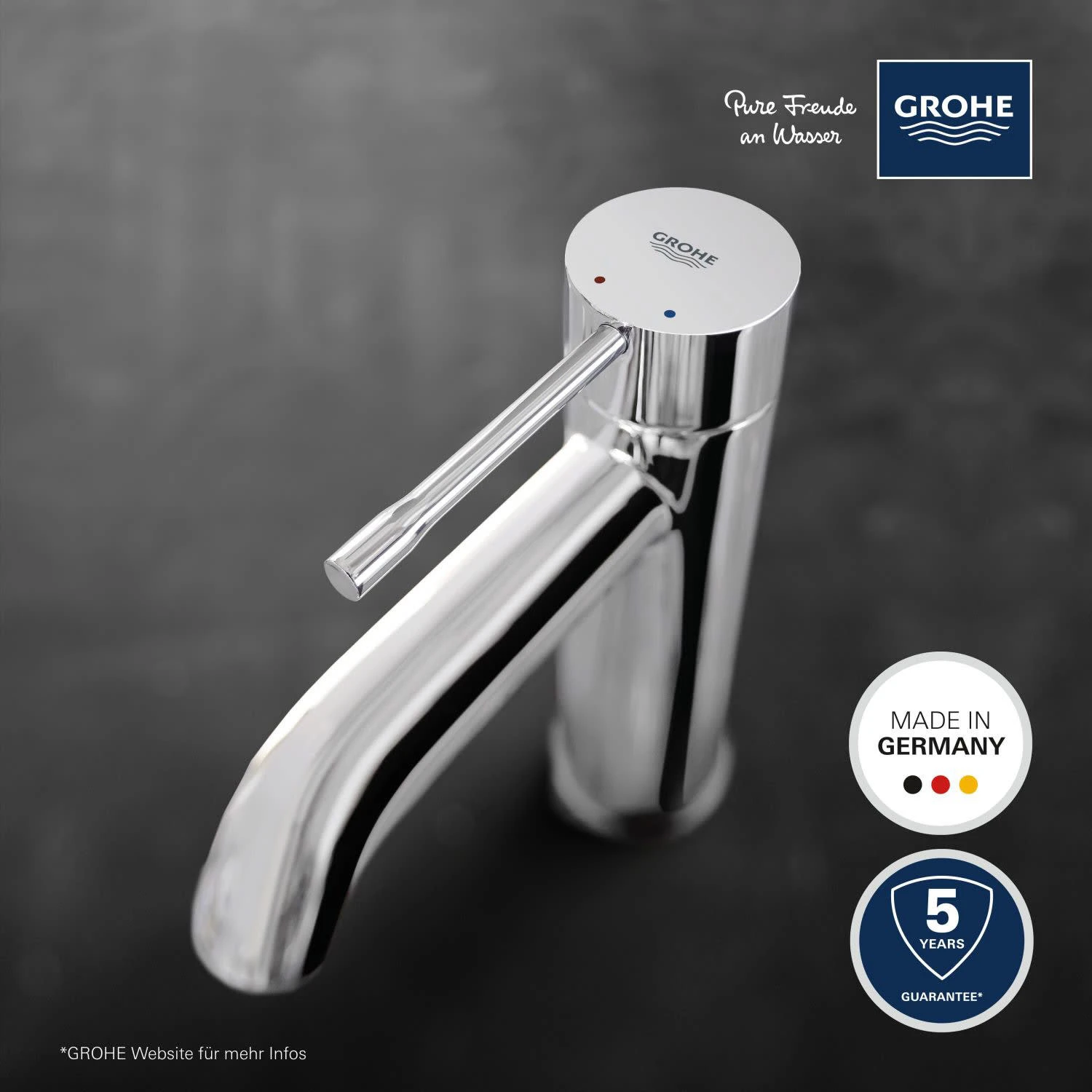 GROHE Essence Einhand-Waschtischbatterie S-Size Mit Push-open Ablaufgarnitur 4 GROHE Essence Einhand-Waschtischbatterie S-Size Mit Push-open Ablaufgarnitur – Bild 2