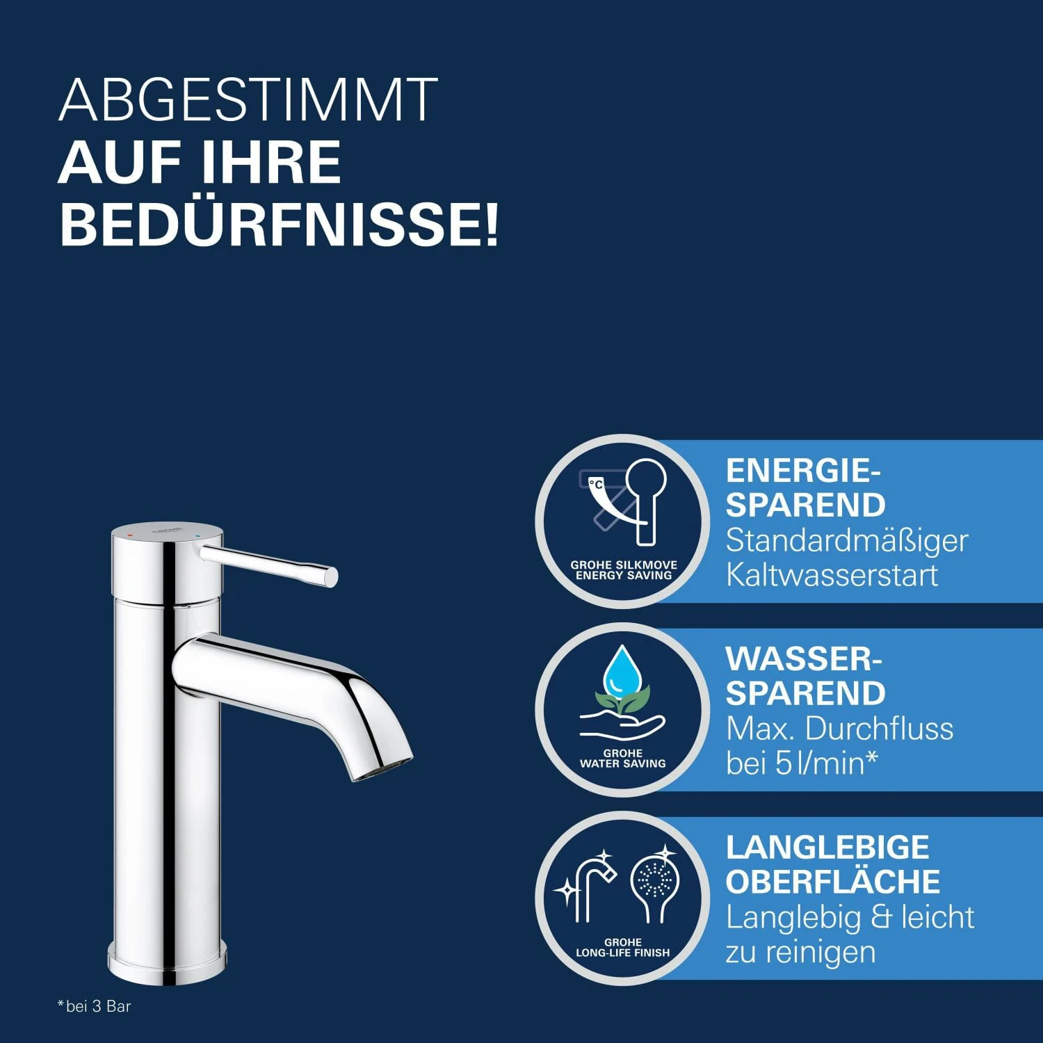 GROHE Essence Einhand-Waschtischbatterie S-Size Mit Push-open Ablaufgarnitur 5 GROHE Essence Einhand-Waschtischbatterie S-Size Mit Push-open Ablaufgarnitur – Bild 3